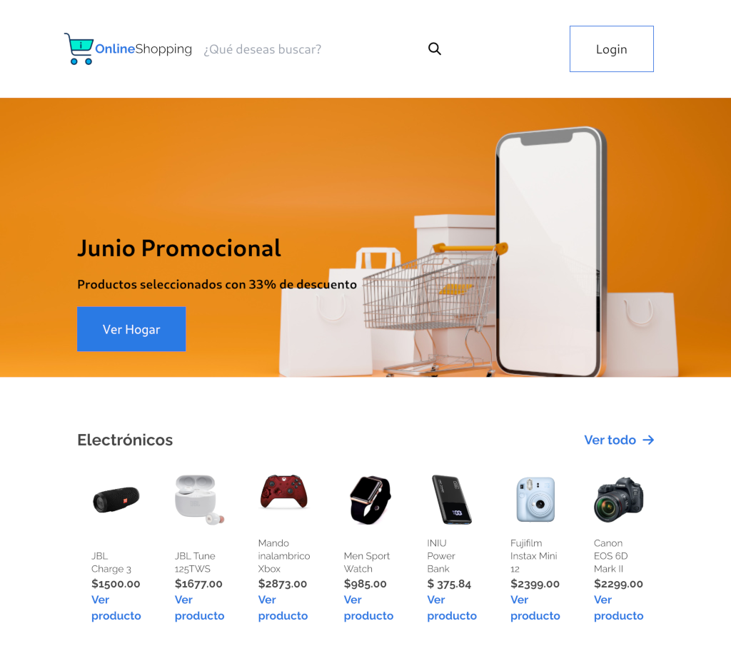 Vista del proyecto Ecommerce Alura