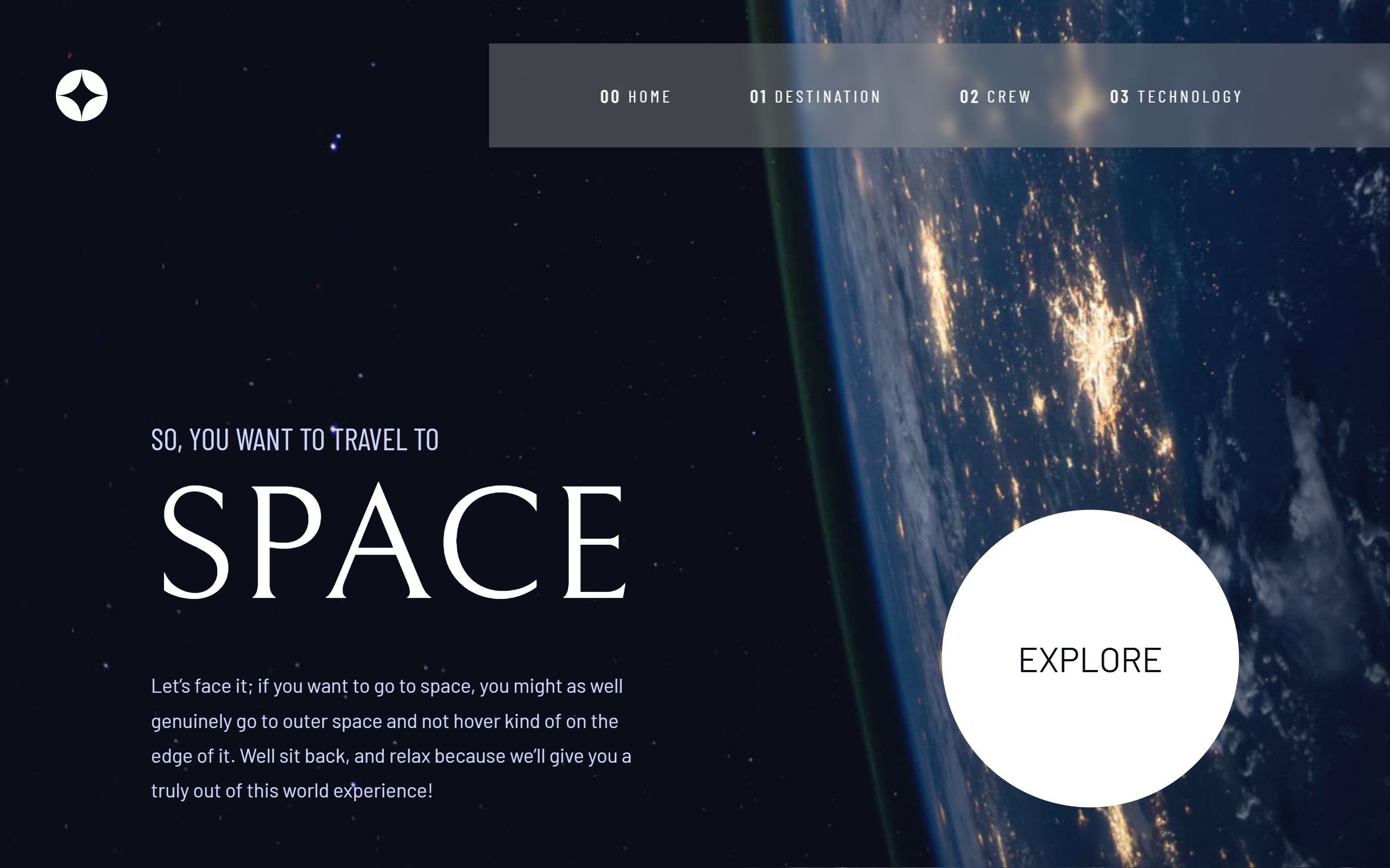 Vista del proyecto Space tourism